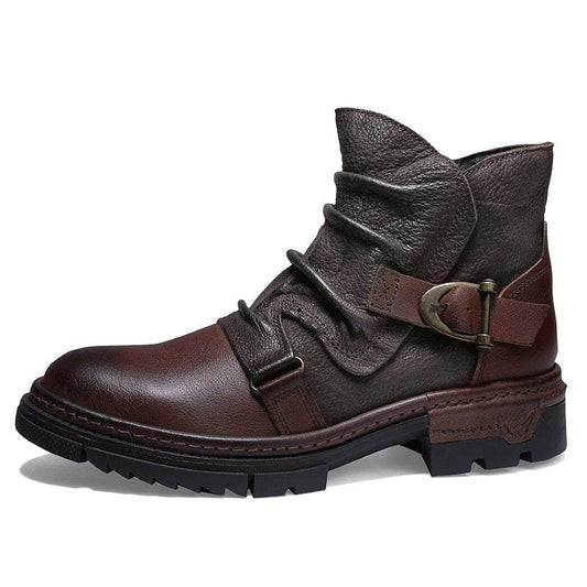 Steam Punk / Retro Wrinkle Genuine Leather Men's Boots gents shoes Distinguished Fine Apparel