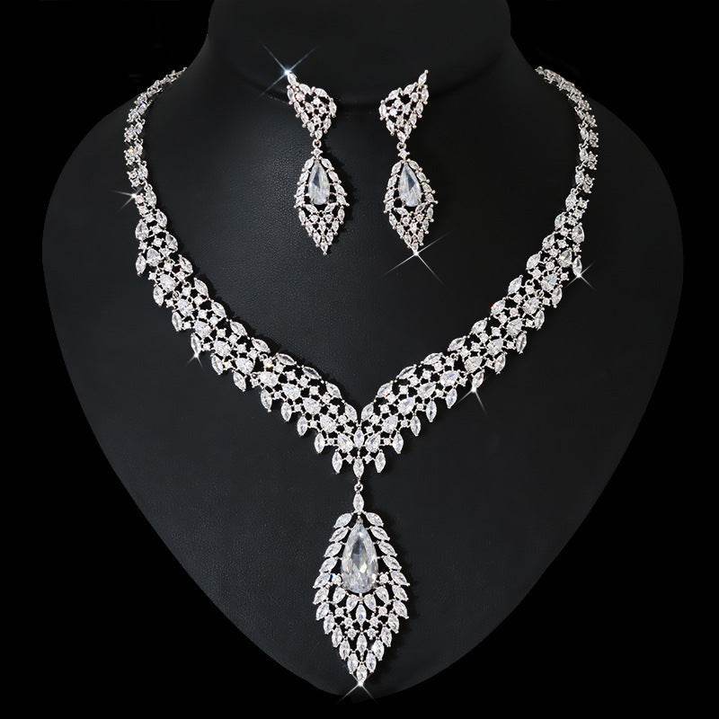 Zircon Wings Jewelry Set – Elegant Earrings & Necklace for Modern Women jewelry set Distinguished Fine Apparel White