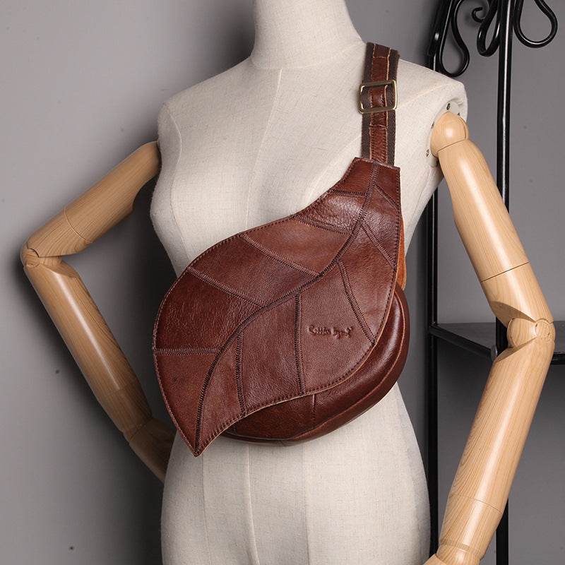 Eccentric Distinguished ladies Leather bag - straddle leaf Cross Body Styling gents accessorys Distinguished Fine Apparel Coffee
