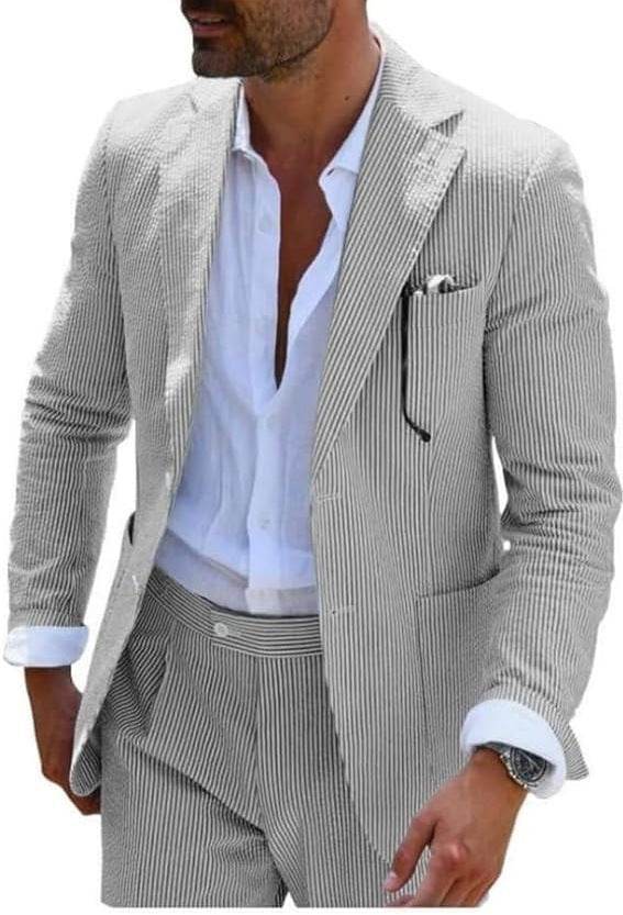 Men’s Two-Piece Summer Suit – Lightweight Elegance for the Modern Gentleman gents suit Distinguished Fine Apparel Gray 3XL