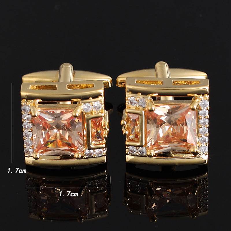 Tough Square Crystal inlay Men's Cufflinks Light Luxury gents accessorys Distinguished Fine Apparel Champagne K9