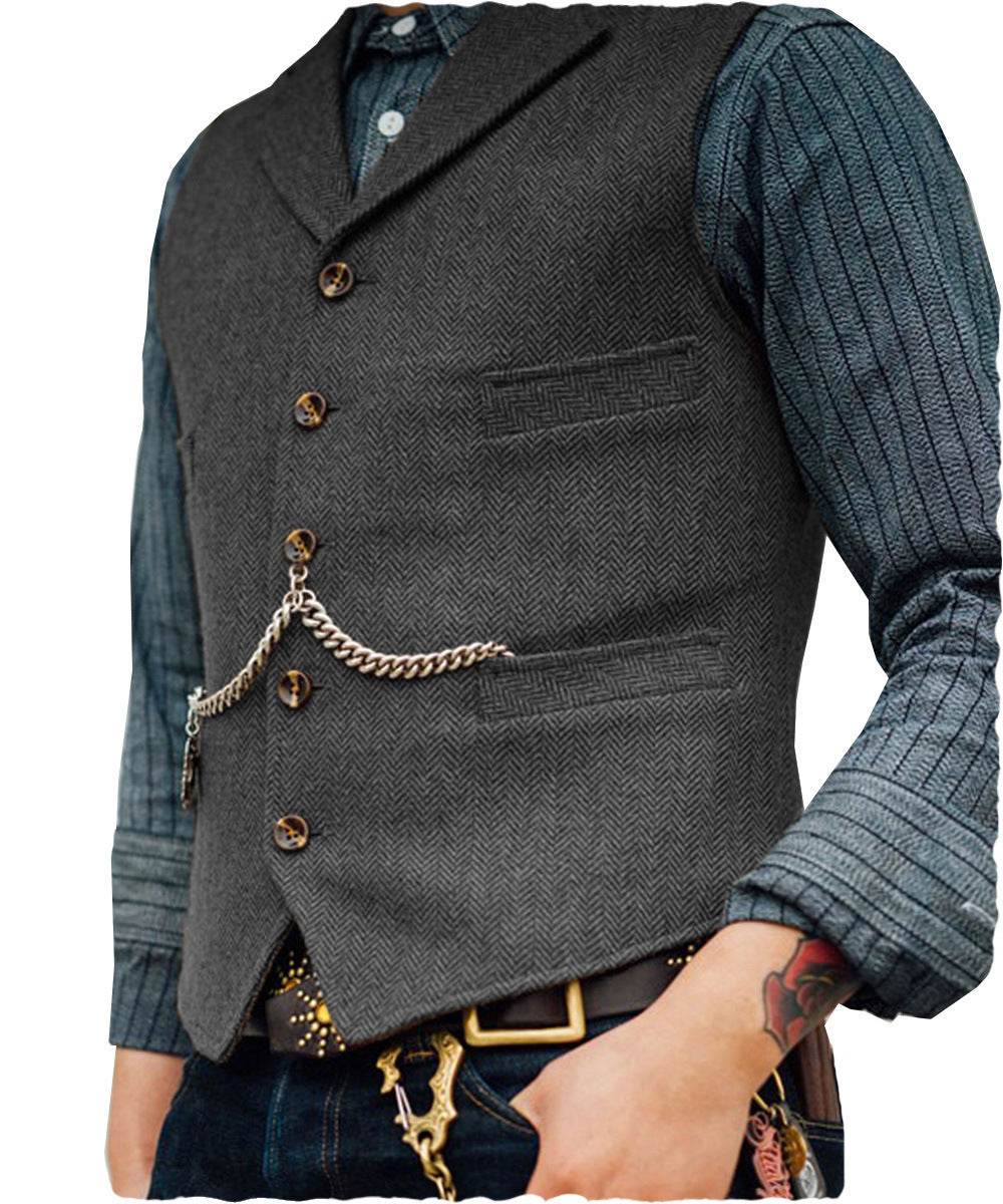 Men's Vest Wedding Groom Best Man Vest mens vest Distinguished Fine Apparel Gray XS