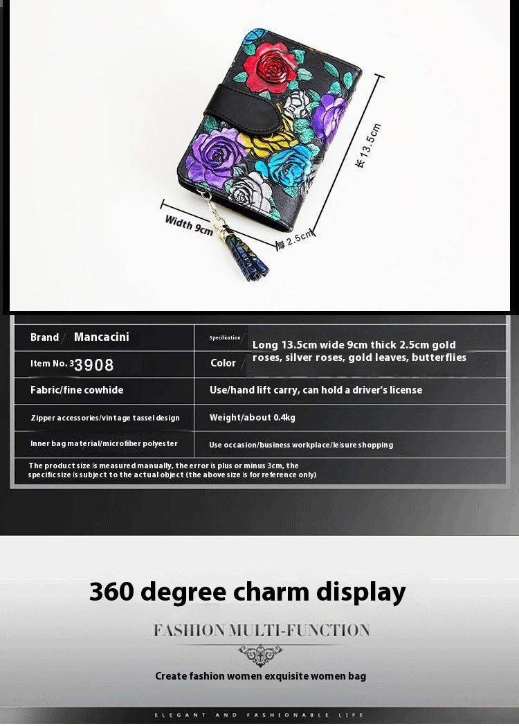 Roses For My Lady, Leather Wallet Short, Beautiful ladys accessorys Distinguished Fine Apparel