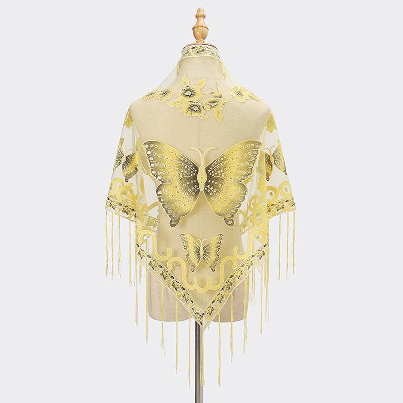 Absolutely Gorgeous Lace Triangle Lady's Scarf ladys skafs Distinguished Fine Apparel 13 Yellow 150to65cm