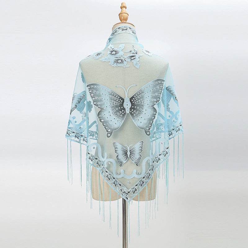 Absolutely Gorgeous Lace Triangle Lady's Scarf ladys skafs Distinguished Fine Apparel 16 Light Blue 150to65cm