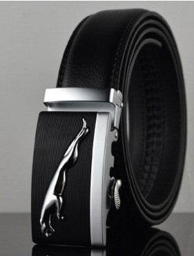 Mens Automatic Buckle Genuine Leather Belt formal wear Distinguished Fine Apparel Leopard Black