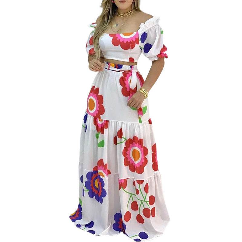 Plus Size Women's Summer Lace-up Vest - High-waisted Skirt Set ladys dresses Distinguished Fine Apparel