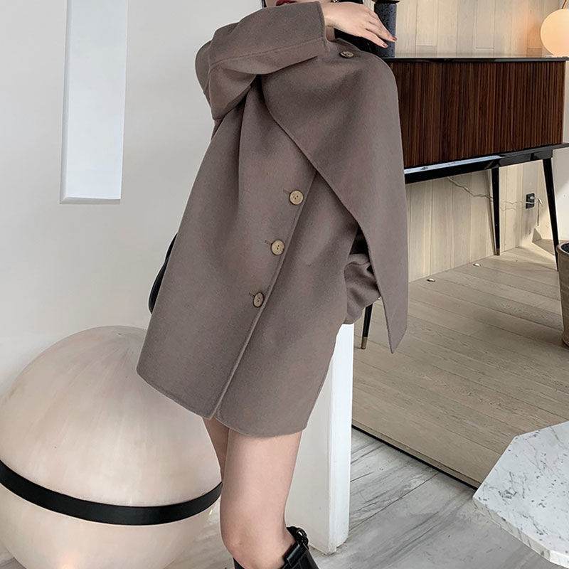 Gorgeous Women's Design Coat - Shoulder Shale Scarf ladys coats Distinguished Fine Apparel