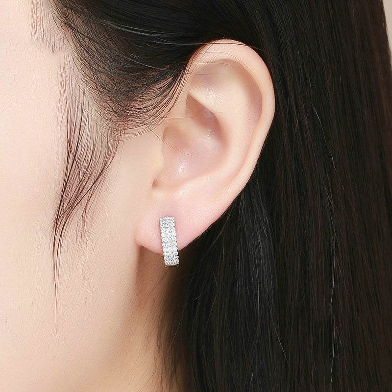 Ladies 925 Silver Zircon Sleeper Earrings ladys earrings Distinguished Fine Apparel