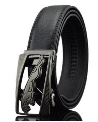Mens Automatic Buckle Genuine Leather Belt formal wear Distinguished Fine Apparel Tiger Gun buckle