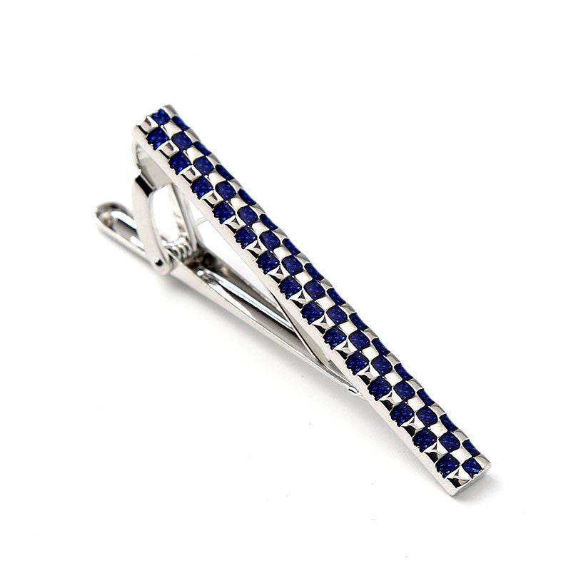 Classic Purple Blue Enamel Lattice Tie Clips - Business Wear gents accessorys Distinguished Fine Apparel Blue