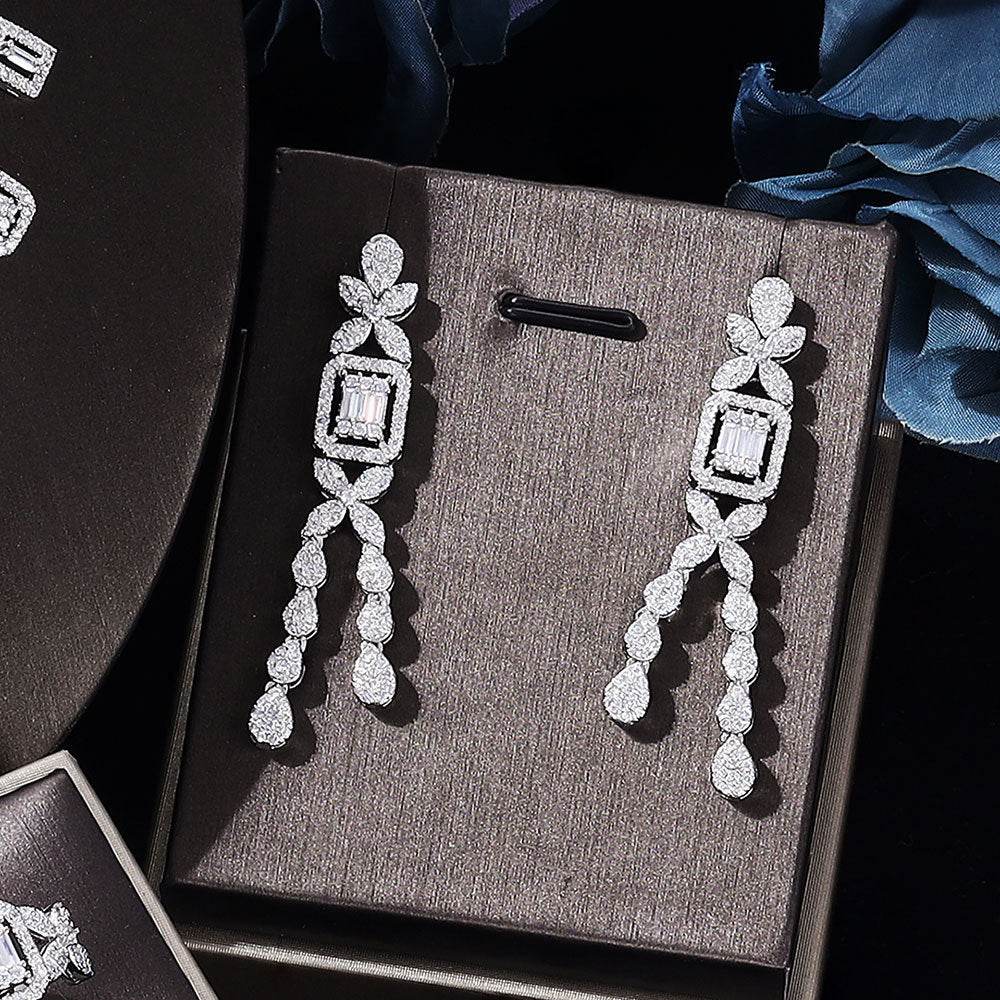 Complete Zircon Jewelry Set – Elegant 4-Piece Necklace, Earrings, Bracelet & Ring jewelry set Distinguished Fine Apparel