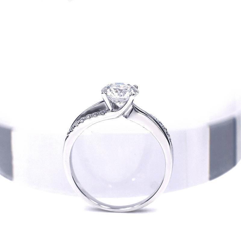 18K White Gold Moissanite Simulation Diamond Ring – Timeless Elegance for Women ladys ring Distinguished Fine Apparel