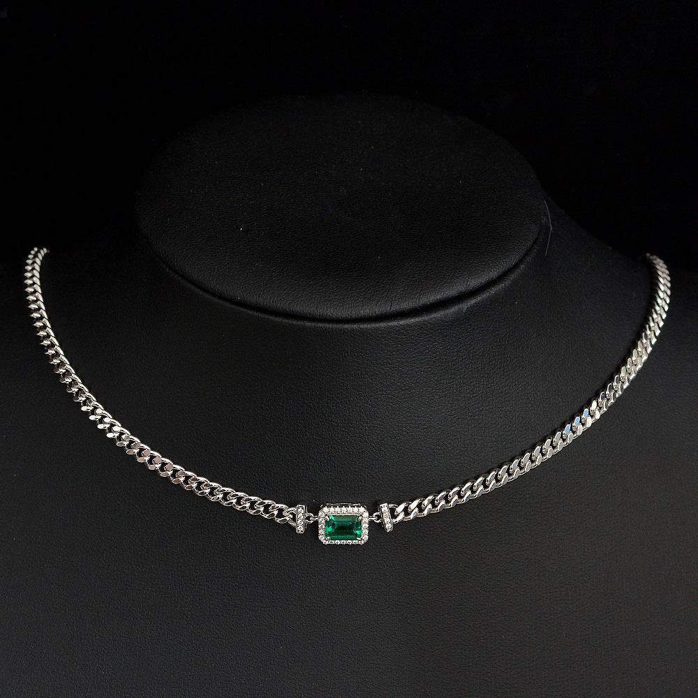 Distinguished ladies Emerald Pendant on 925 Silver Adjustable Simple Necklace Lady's accessory's Distinguished Fine Apparel Silver