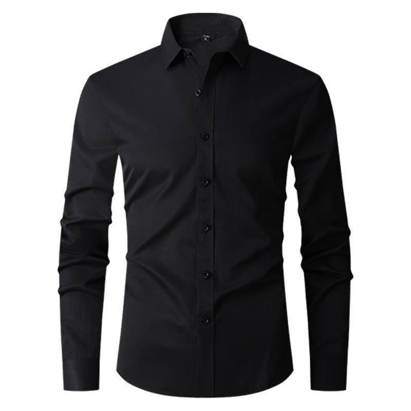 Long Sleeve Trendy Casual Slim-fit Shirt Men's Shirt Distinguished Fine Apparel Black 2XL