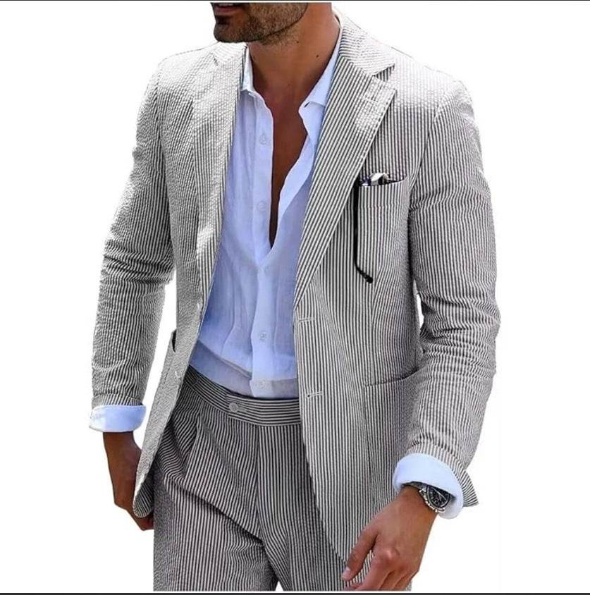 Men’s Two Piece Summer Suit – Lightweight Elegance for the Modern Gentleman gents suit Distinguished Fine Apparel Black 3XL