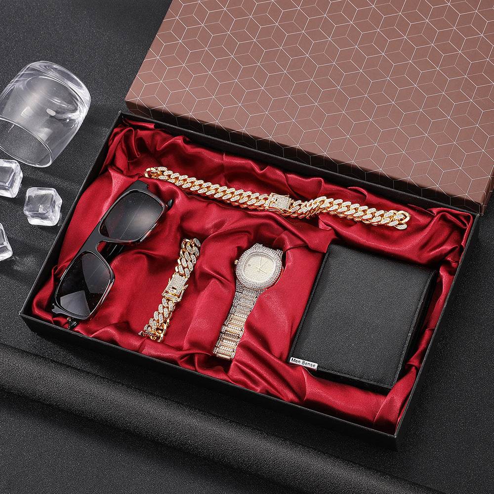 5-piece Men's Watch Gift Box Set gents watches Distinguished Fine Apparel Gold