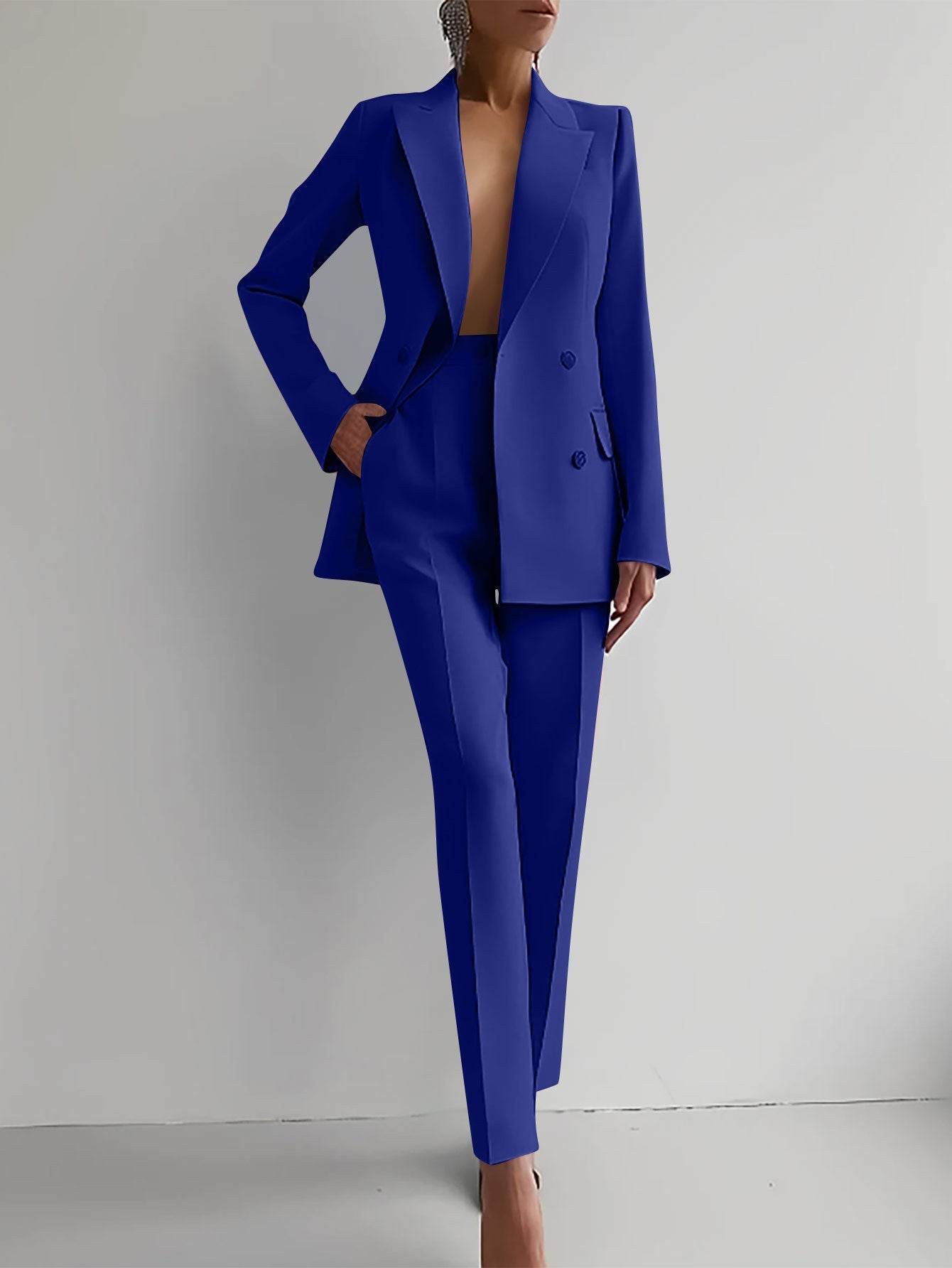 Women's Professional Business Style Suit - Elegant, proactive Look ladys suit Distinguished Fine Apparel Blue L