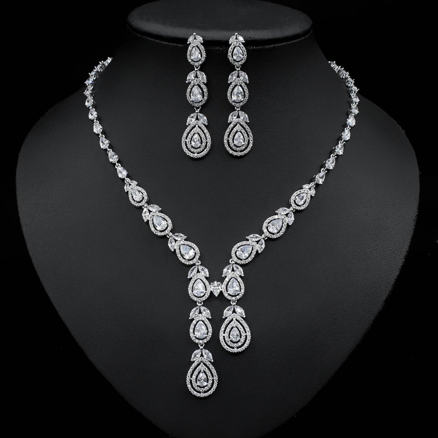 Elegant Temperament Jewelry Set – Chain Necklace & Earrings for Women jewelry set Distinguished Fine Apparel White Necklace only no box