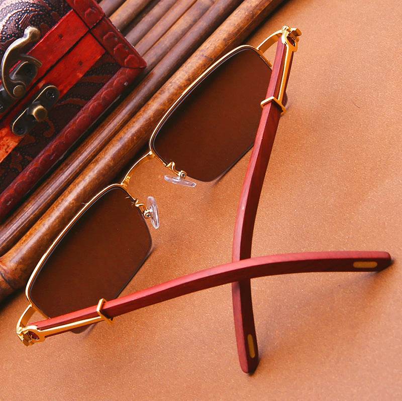 Fine Gentlemen's Crystal and Wood Sunglasses - Wine Red gents sunglasses Distinguished Fine Apparel