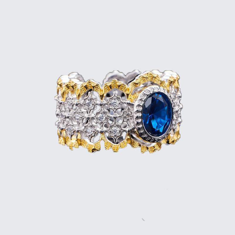 Temperament Two-Tone Gold Plated Pickaxe Ring – Bold Design, Subtle Statement ladys ring Distinguished Fine Apparel