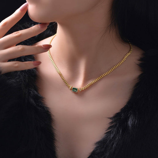 Distinguished ladies Emerald Pendant on 925 Silver Adjustable Simple Necklace Lady's accessory's Distinguished Fine Apparel