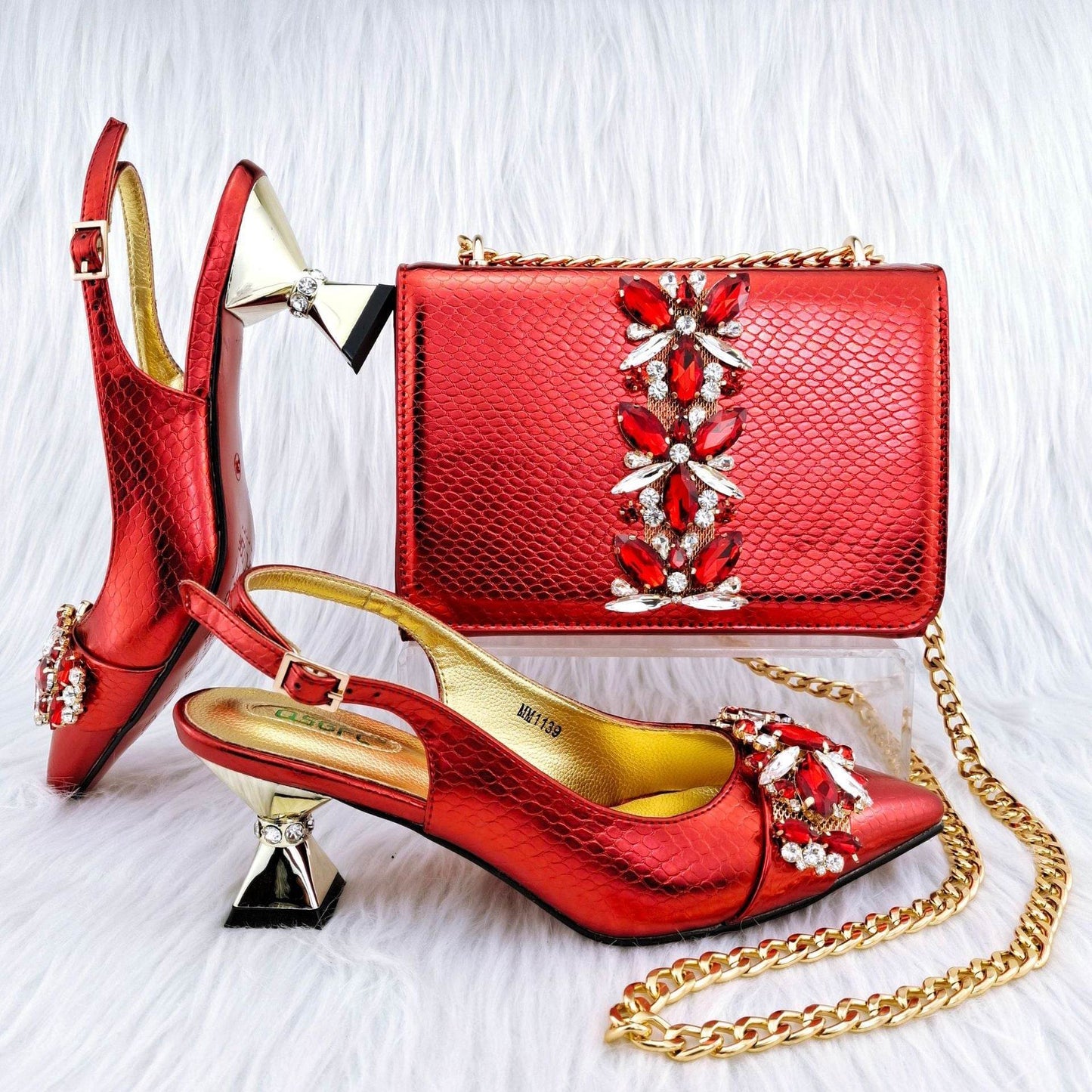 French Elegance Stiletto Heel & Convertible Handbag Set – Sophisticated Style Made Simple ladys foot wear Distinguished Fine Apparel Red 38