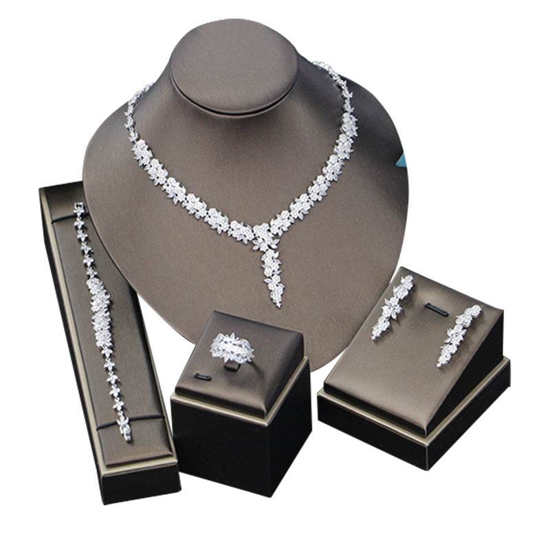 Elegant Rose Zircon Bridal Jewelry Set – 4-Piece Wedding & Evening Fashion jewelry set Distinguished Fine Apparel