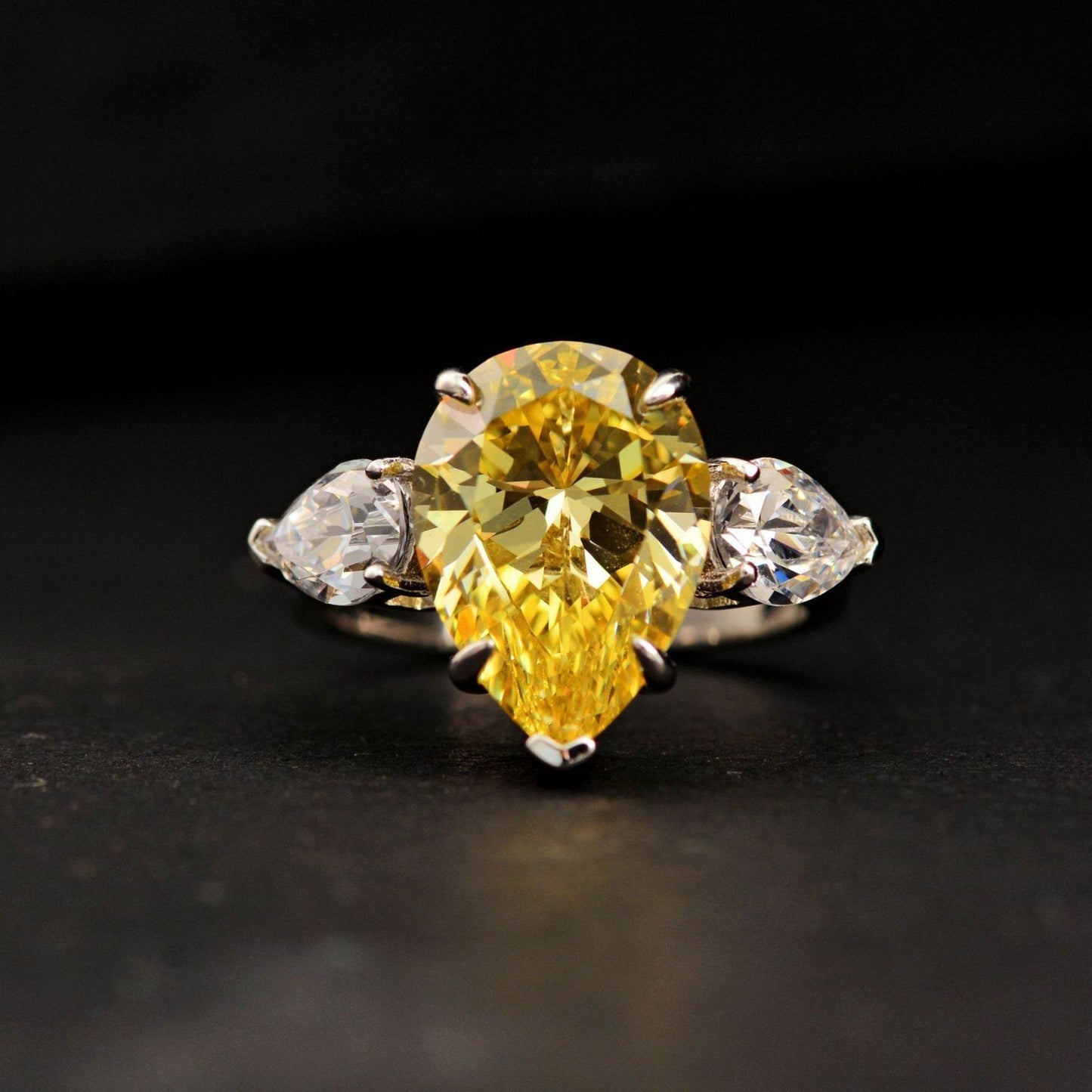 10 Carat Water Drop White Gold Plated Ring – High Carbon Diamond ladys ring Distinguished Fine Apparel Yellow 5