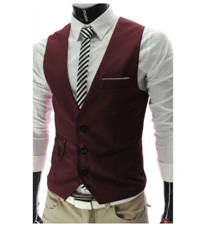 Men's Distinguished Formal Business Suit Vest mens vest Distinguished Fine Apparel Red wine M