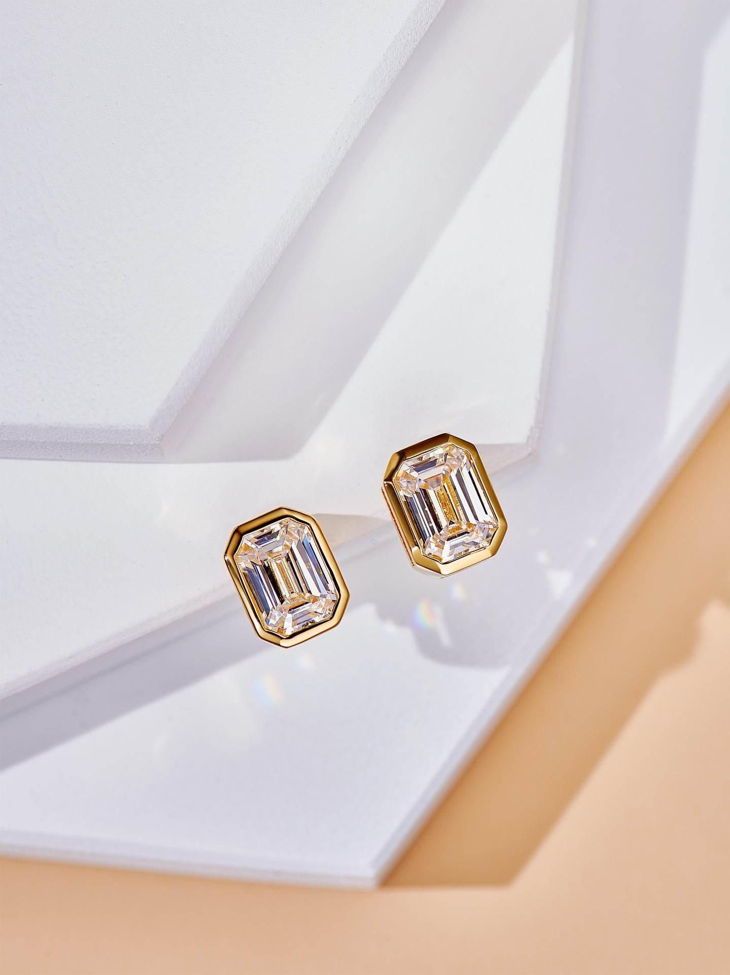 Retro 1 Carat Pagoda Stud Earrings – Rose Gold, Ladies Daily Jewelry ladys accessorys Distinguished Fine Apparel