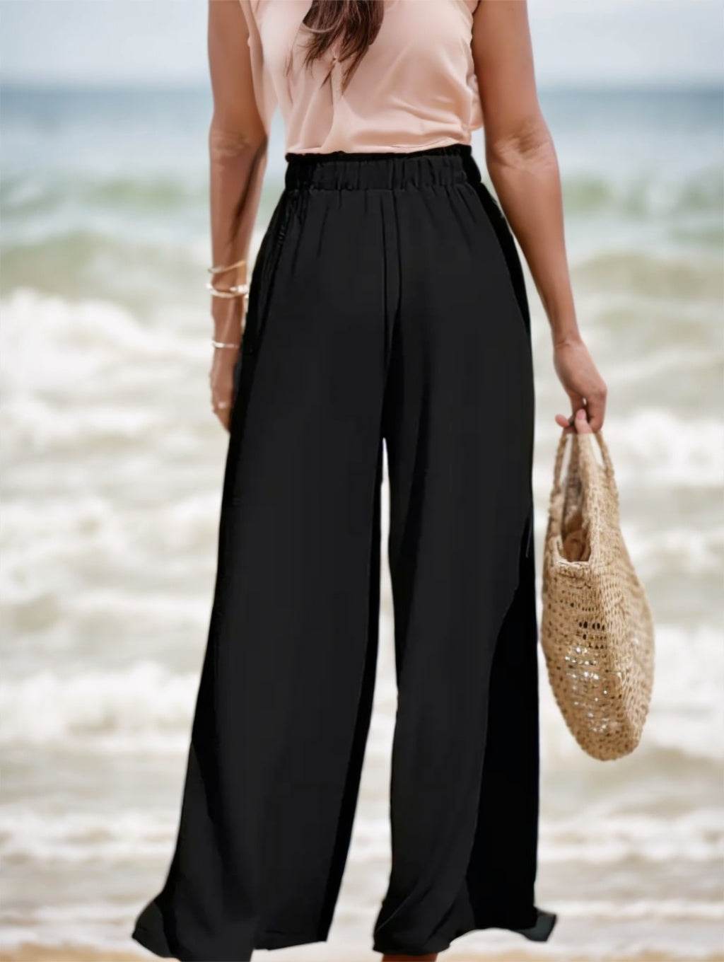 Elegant Women's Comfortable And Breathable High-waisted Wide Leg Pants ladys pants Distinguished Fine Apparel