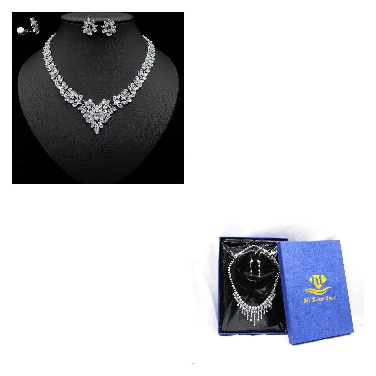 Fashion Ice Flower Zircon Jewelry Set - Sparkling Beauty with a Frosted Touch jewelry set Distinguished Fine Apparel Ear clip With box