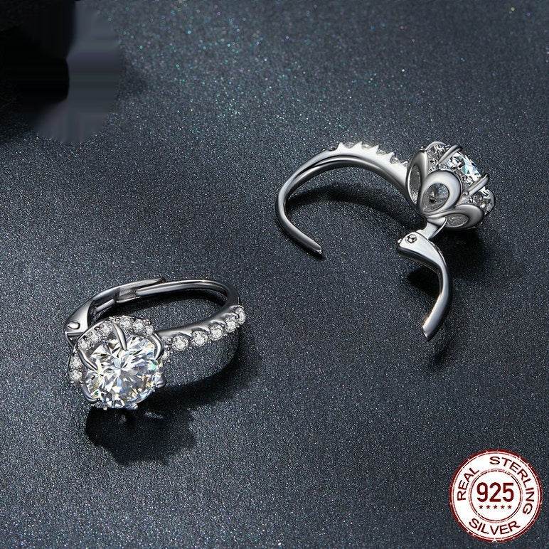 Ladies Sterling Silver Elegant Moissanite Earrings ladys accessorys Distinguished Fine Apparel
