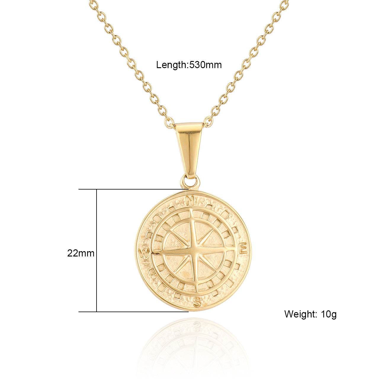 European And American Stainless Steel Compass Pendant Necklace formal wear Distinguished Fine Apparel