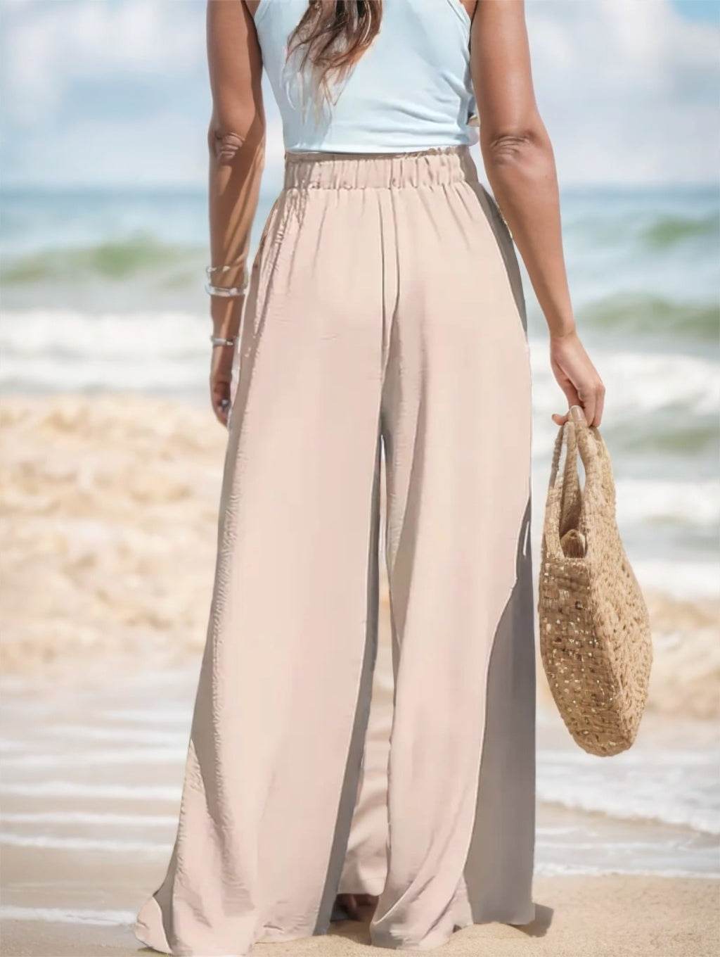 Elegant Women's Comfortable And Breathable High-waisted Wide Leg Pants ladys pants Distinguished Fine Apparel