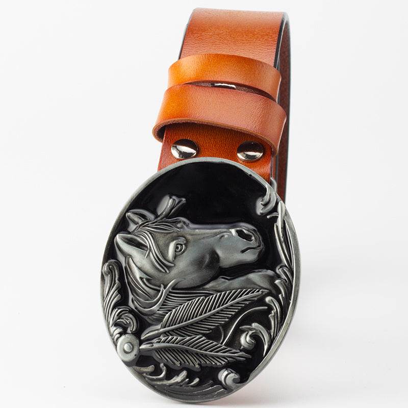 Genuine Leather Belt and horse buckle formal wear Distinguished Fine Apparel