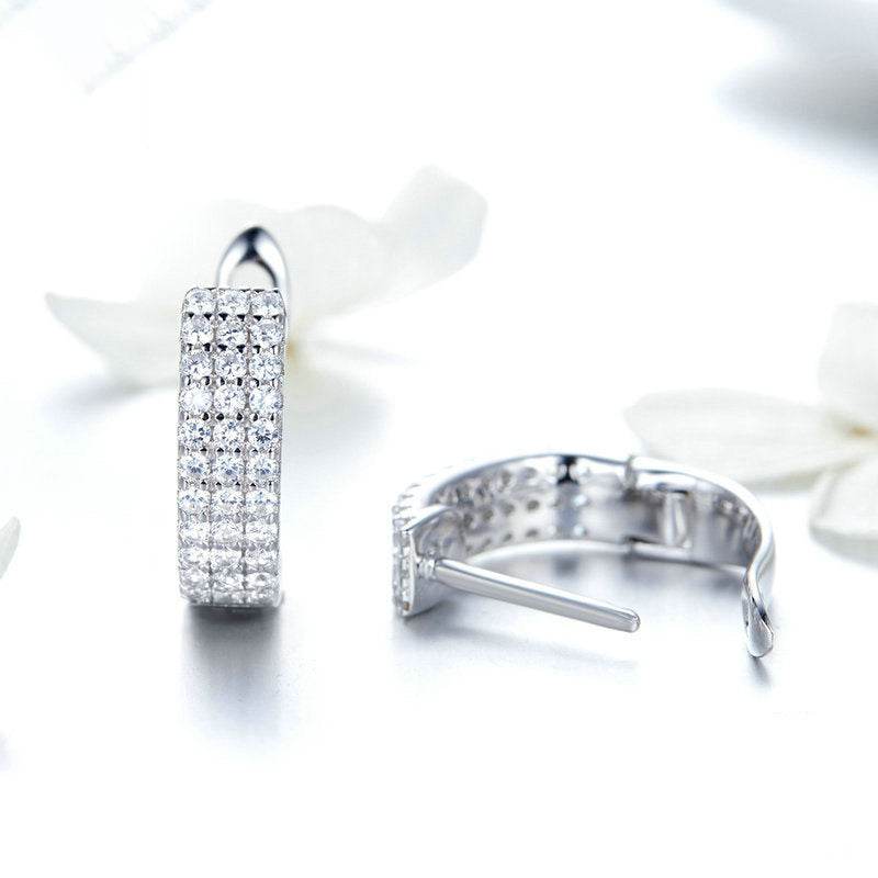 Ladies 925 Silver Zircon Sleeper Earrings ladys earrings Distinguished Fine Apparel