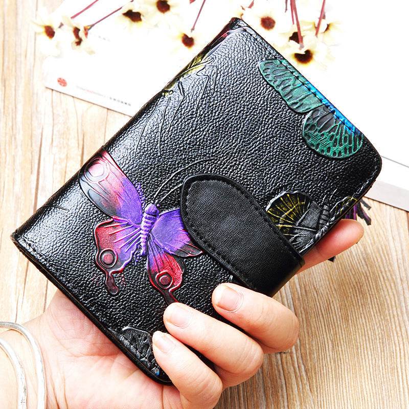 Roses For My Lady, Leather Wallet Short, Beautiful ladys accessorys Distinguished Fine Apparel Butterfly