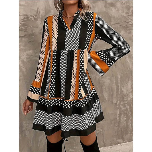 European And American Women's V-neck Dress - Modern Engaging Gorgeous ladys dresses Distinguished Fine Apparel