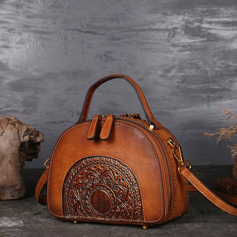 Vintage Leather Handbag - Functional Suede Leather ladys accessorys Distinguished Fine Apparel