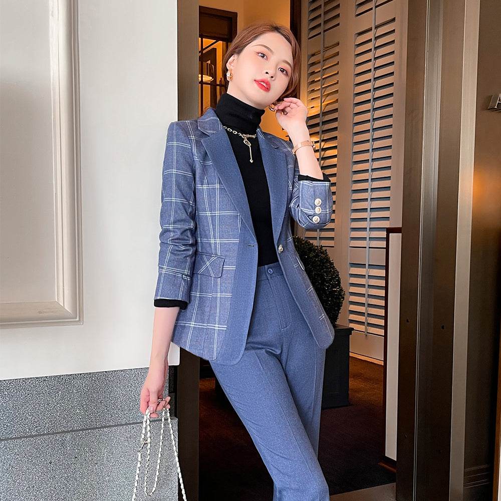 Women's Temperament Lattice Two-piece Suit - Business and Casual ladys suit Distinguished Fine Apparel