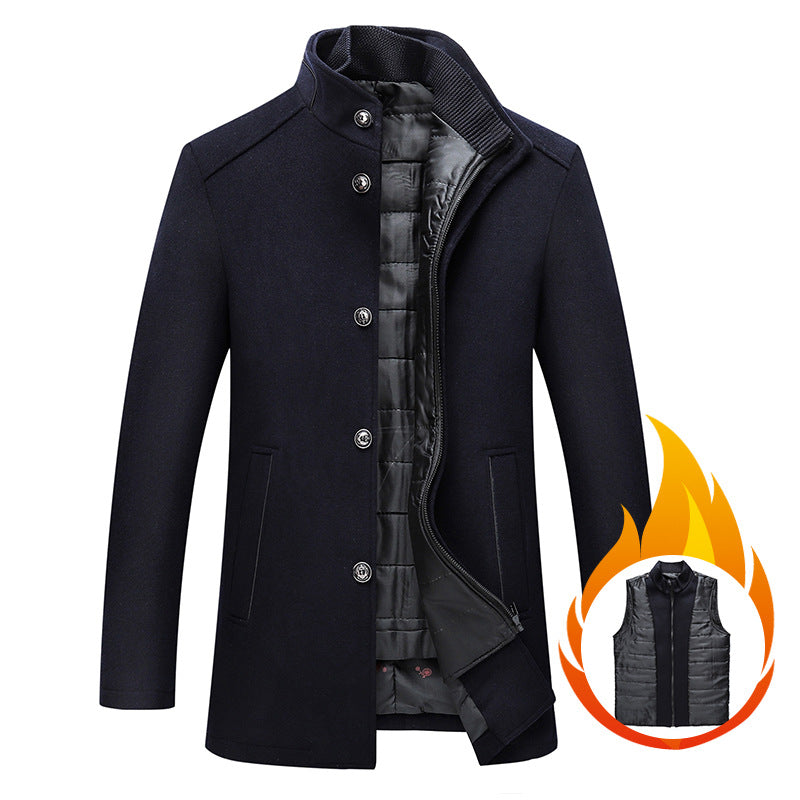 Casual Men's Woolen Coat - Formal Wear mens coat Distinguished Fine Apparel Navy Blue M