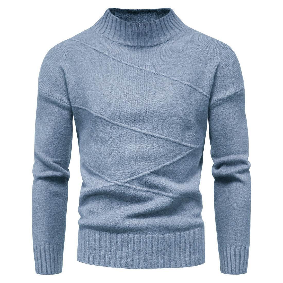Autumn And Winter New Solid Color Pullover Men's Sweater gents top Distinguished Fine Apparel Blue M
