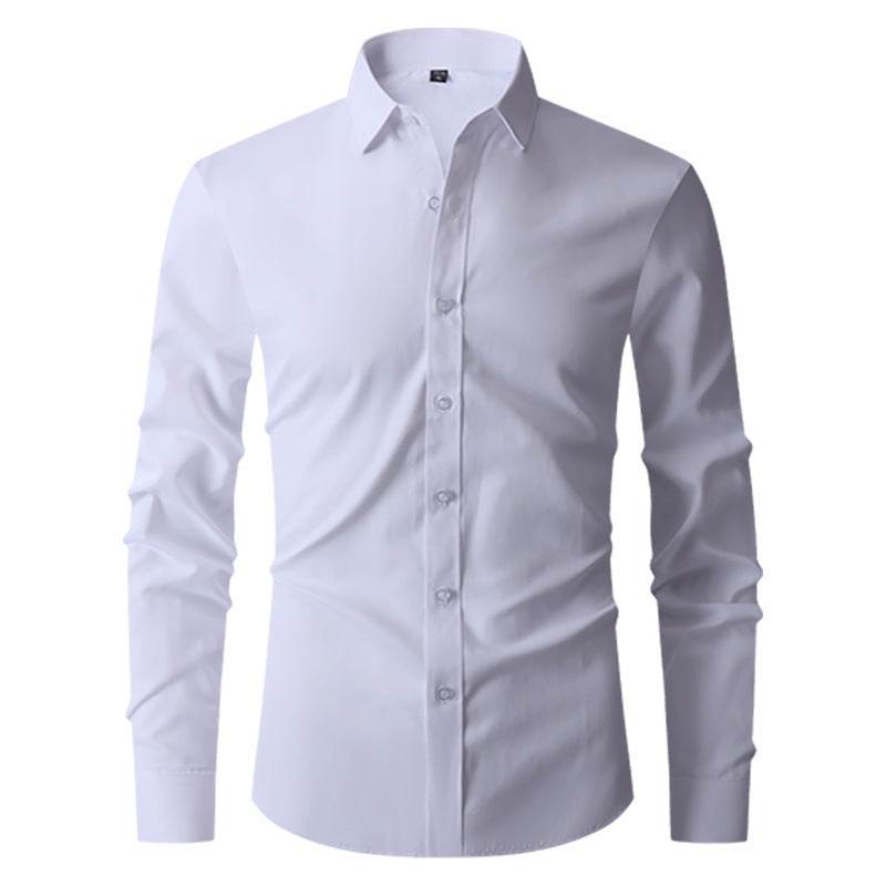 Long Sleeve Trendy Casual Slim fit Shirt Men's Shirt Distinguished Fine Apparel White M