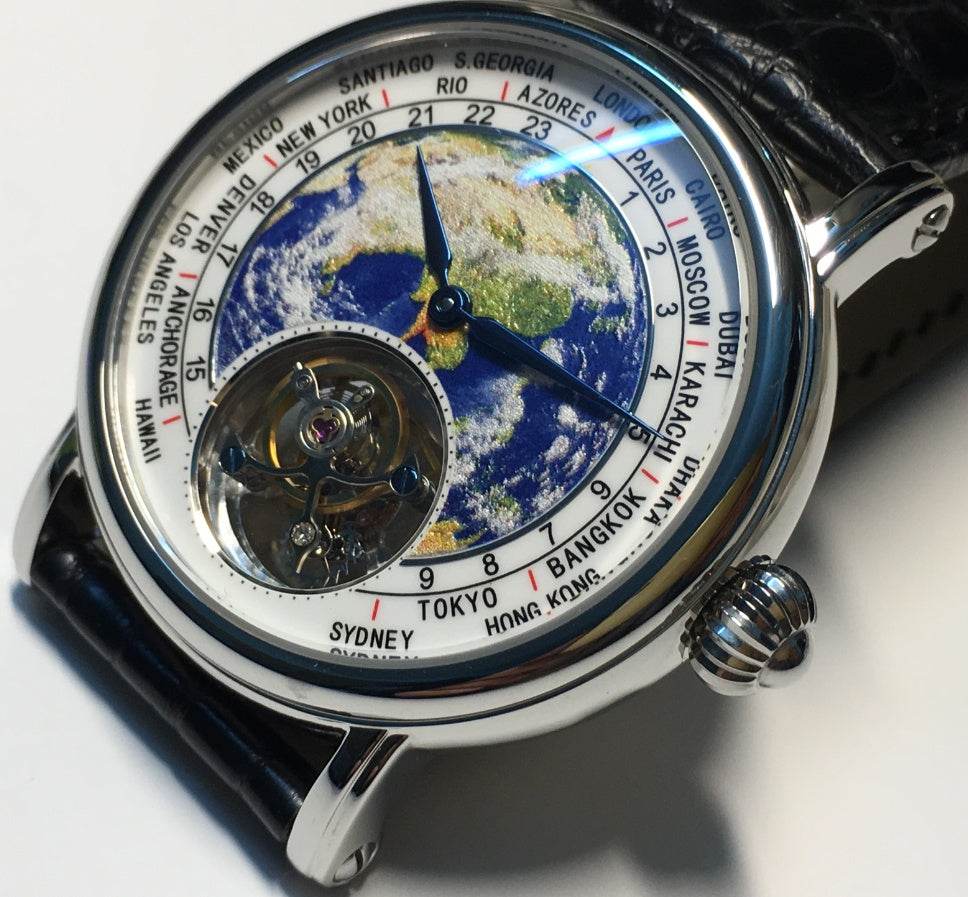 30% Off Gentlemen's 3D Globe Tourbillon Distinguished Time Piece - Excellent Quality gents watches Distinguished Fine Apparel Sliver
