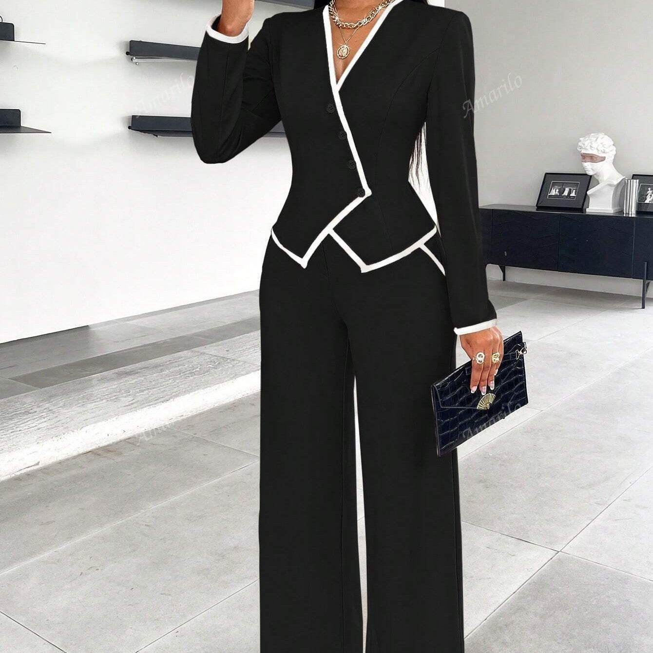 Ladies Single-breasted Professional Suit - Formal and Business Wear ladys suit Distinguished Fine Apparel Black Suit L