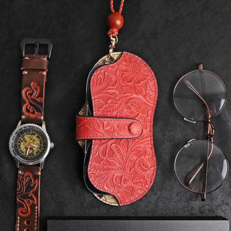 Ancient Look, Genuine Leather Case For Sunglasses gents sunglasses Distinguished Fine Apparel Red