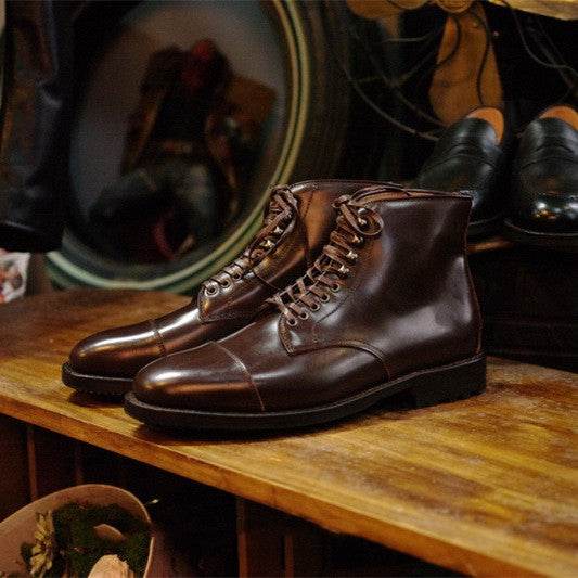 Three Joint Gentlemans Leather Shoes gents shoes Distinguished Fine Apparel Brown 38