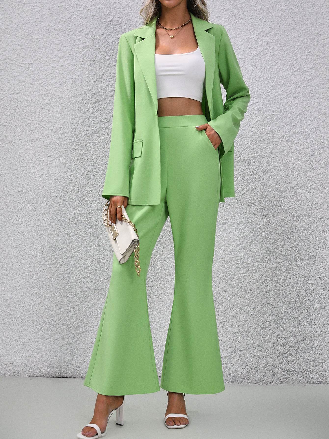 European and American Styled Suit - Casual Ladies Bell Bottom Pants ladys suit Distinguished Fine Apparel